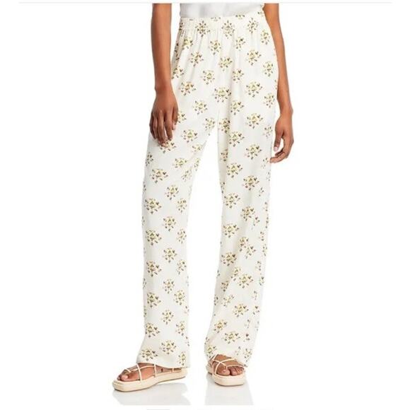 KULE The Suki Pants White Floral Sz Small $298 NWT READ - Picture 1 of 13